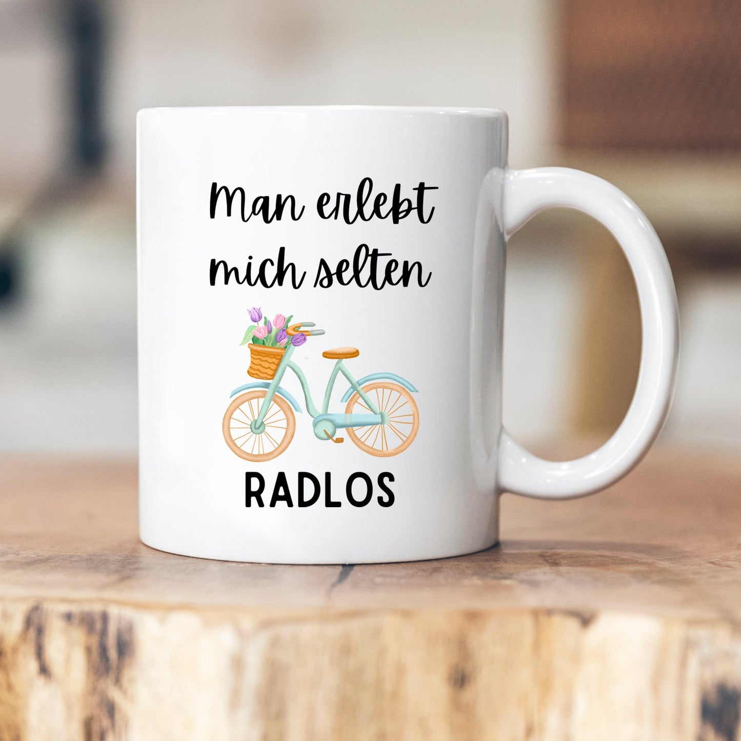 Man erlebt mich selten radlos - Tasse - Geschenk - Fahrradfahrer - Triathlon - Kollege - Freund - Fahrrad - Fahrradingenieur - Ingenieur