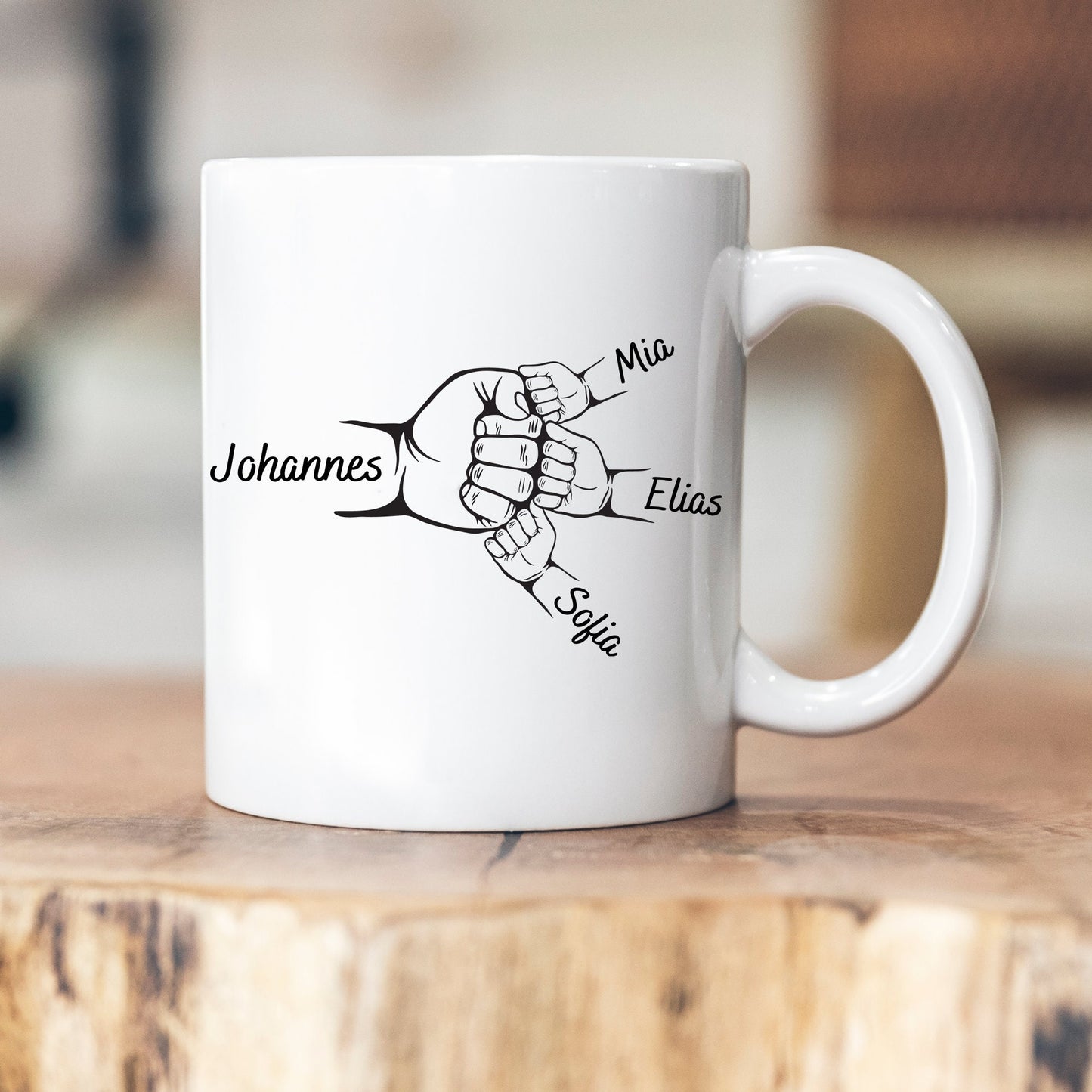 Personalisierte Tasse mit Namen - Geschenk zum Vatertag - Geburtstag - Papa - Keramik - Emaille - Edelstahltasse mit Karabinerhaken