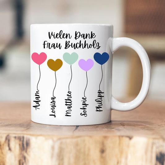 Namenstasse - personalisierte Tasse - Keramik oder Emaille - Geschenkidee - Abschied - Lehrerin - Erzieherin - Schule - Kindergarten