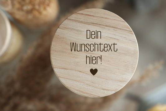 Personalisiertes Vorratsglas - Aufbewahrungsglas - 4 Größen - Holzdeckel - personalisierbar - Geschenk für Freundin/Mama/Hebamme - Keksdose