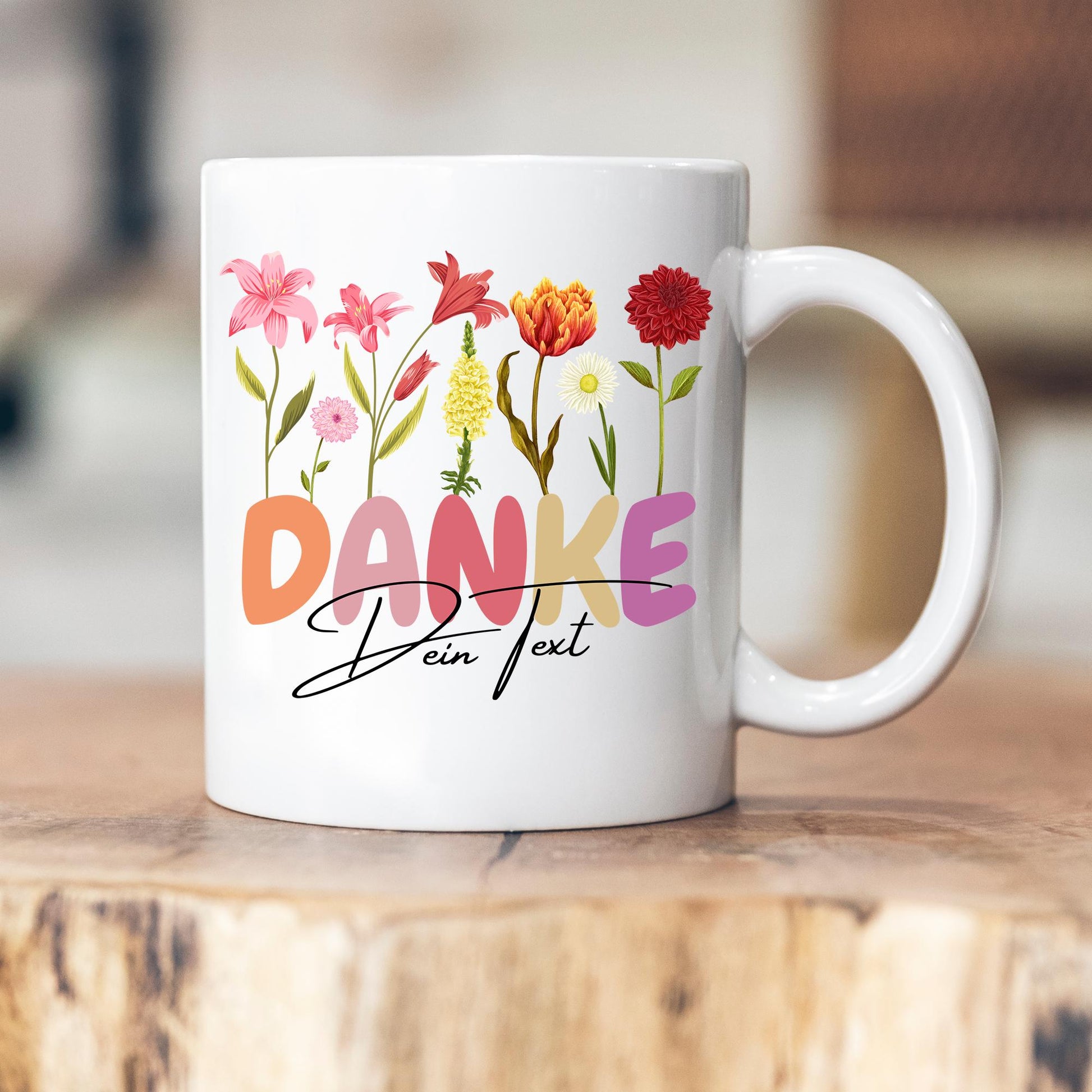 Personalisierte Tasse - Geschenk - Enkelkinder - Geschenkidee - Blumenkaffeetasse - Muttertag - Hebamme - Freundin