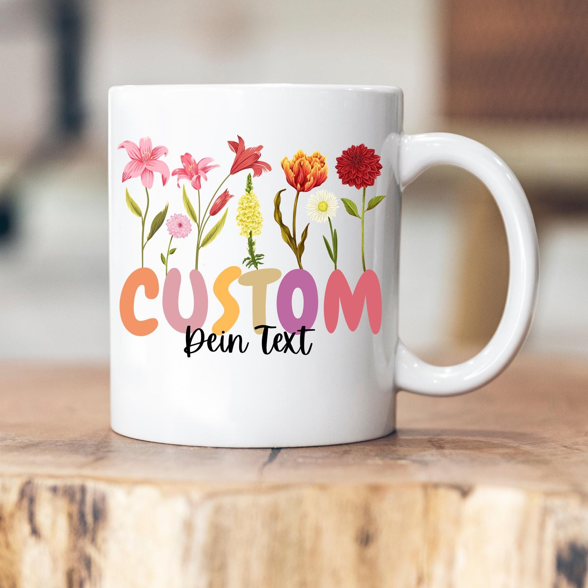 Personalisierte Tasse - Geschenk - Enkelkinder - Geschenkidee - Blumenkaffeetasse - Muttertag - Hebamme - Freundin