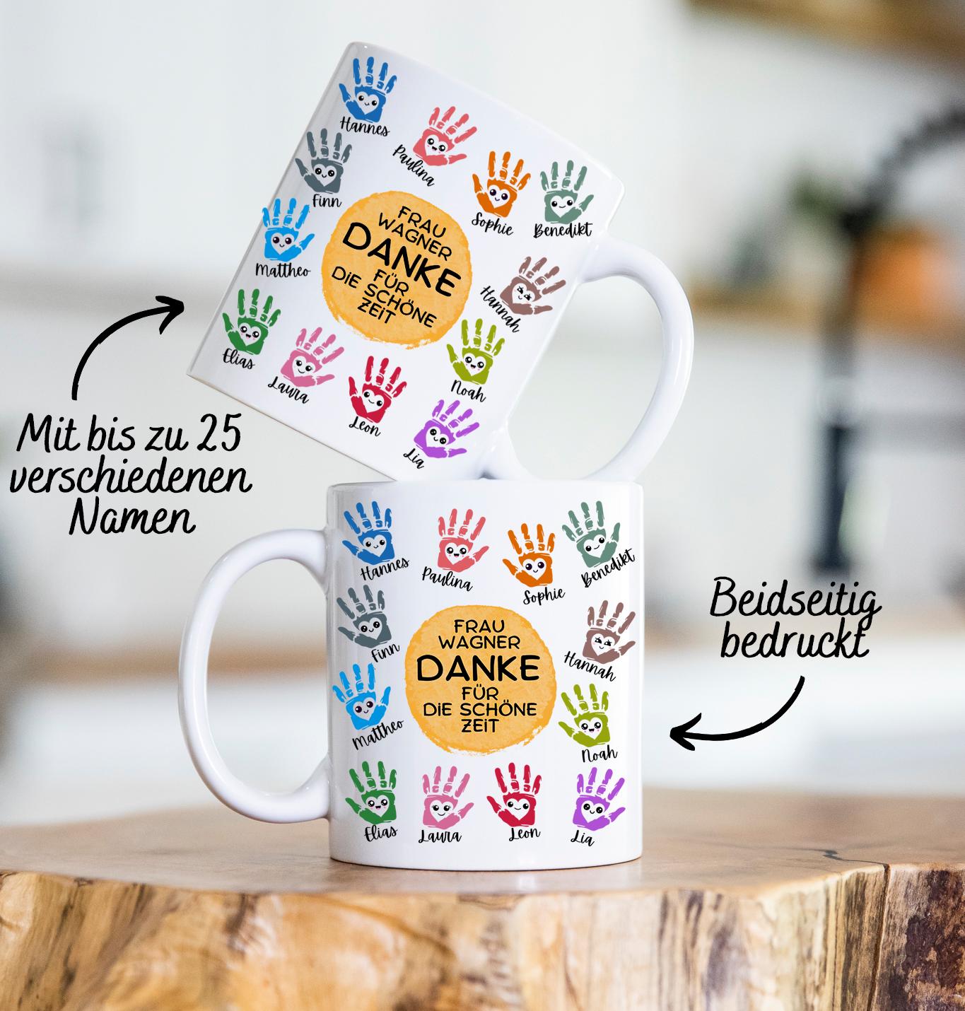 Personalisierbare Tasse - Erzieherin - Dankeschön - Abschiedsgeschenk - Emaille - Keramik - Geschenk - Tagesmutter