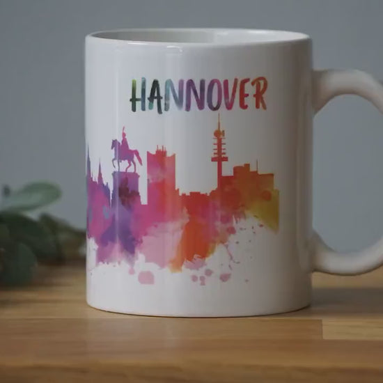 Aquarell Skyline Hannover - Tasse - Stadt - Hauptstadt - Städtetrip - Geschenk - Reise - Umzug - Souvenir - Deutschland - Niedersachsen